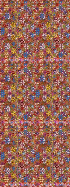 Raster deseni. Bahar çiçekleri dallı desen, kahverengi ve kırmızı renkler çiçekli siluet.