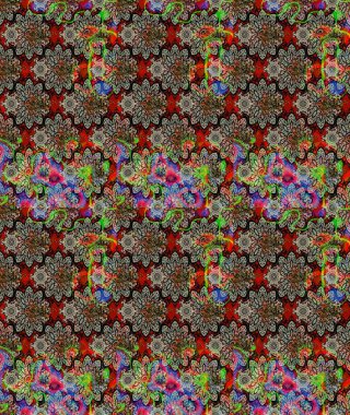 Raster. Tomurcukları çiçek olan sevimli bir çiçek deseni. Eski usul. Kumaş, tekstil, duvar kağıdı baskısı için. Eskiz geçmişi. Raster illüstrasyonu.