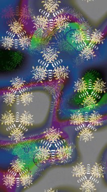 Raster illüstrasyonu. Bahar çiçekleriyle güzel bir çiçek deseni çizmişsin. Güzel kumaş deseni.