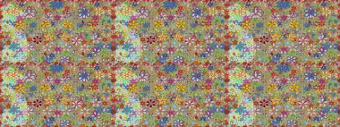 Çiçek süsü ile kusursuz desen. Tarafsız ve yeşil renklerde çiçekler. Raster illüstrasyonu.