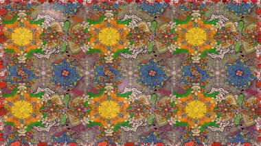 Küçük çiçekli yay deseni çiz. Suluboya tarzında kahverengi renkte. Raster illüstrasyonu.