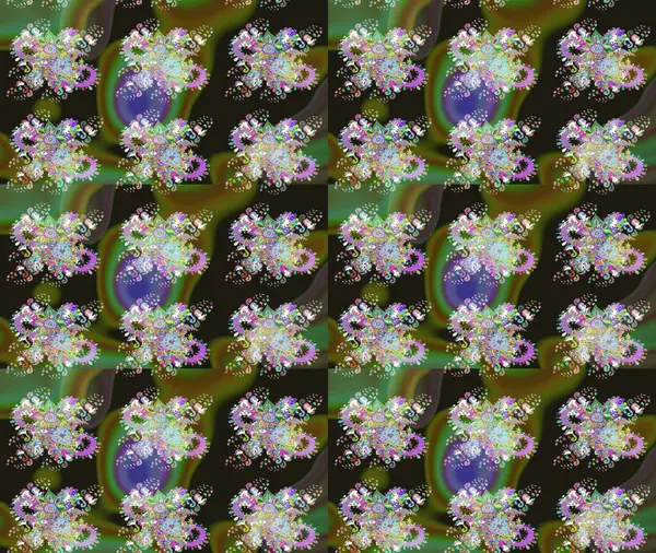 Çiçekli çizim şekli. Renkli Bahar Teması eskiz kalıbı. Yeşil renkli çiçekler. Düz Çiçek Elementleri Tasarımı.