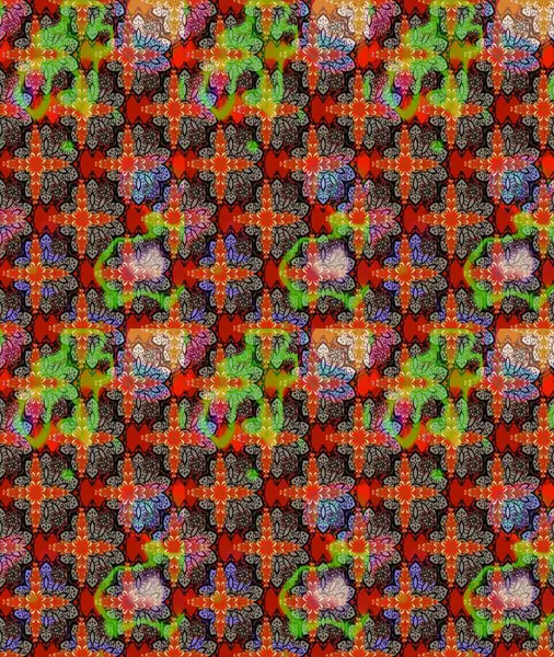 Raster illüstrasyonu. Güzel kumaş deseni. Zentangle soyut çiçekleri. Düz Çiçek Elementleri Tasarımı. Renkli Bahar Teması eskiz kalıbı. Çiçek tozu..