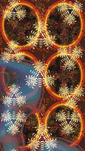 Tekstil için suluboya eskiz deseni. El çizimi çiçek çizimi deseni (fayans). Şirin çiçekli, desenli, kahverengi çizim deseni.