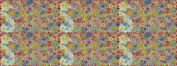 Çiçek süsü ile kusursuz desen. Tarafsız ve yeşil renklerde çiçekler. Raster illüstrasyonu.