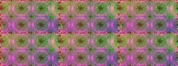 Kusursuz bir arka plan modeli. Raster - stok. Suluboya, elle çizilmiş. Vadinin çiçekleri yeşil ve pembe renklerde.