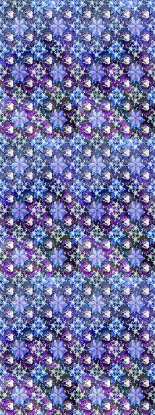 Kumaş, tekstil, duvar kağıdı baskısı için. Raster illüstrasyonu. Renkli desenli eskiz deseni, mavi çiçekler ve dekoratif elementlerle. Eskiz geçmişi. Antika retro tarzı.