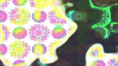 Kumaş desenli papatya çiçeği detayı. Yeşil renkte çiçekler.