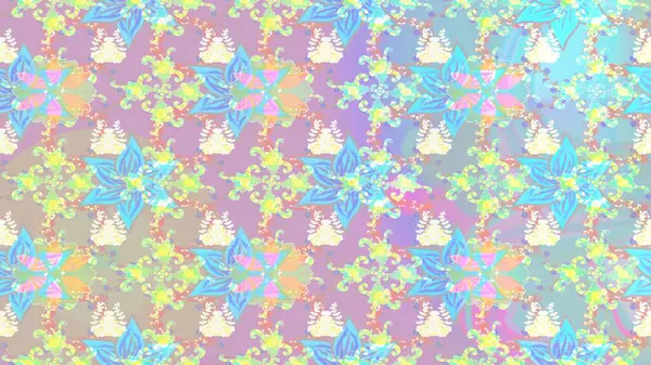 Küçük çiçekte güzel bir desen. Motley illüstrasyonu. Küçük renkli çiçekler. Moda baskıları için zarif bir şablon. Çiçekli bahar çiçekleri. Çizim.