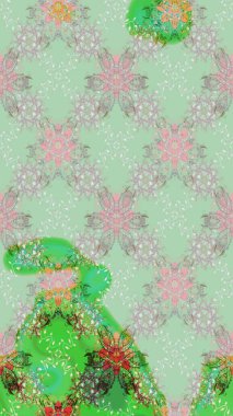 Robot resim. Raster illüstrasyonu. Küçük çiçekte sevimli çiçek deseni var..