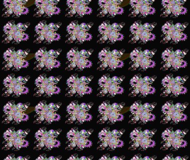 Raster deseni. Çiçekli çiçek deseni, suluboya. Süslü kumaş deseni.