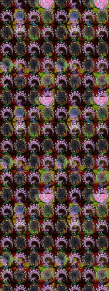 Çiçekler. Soyut etnik raster çizim kalıbı. Vadinin çiçekleri siyah renklerde.