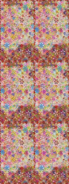 Çiçeksel elementlerle süslenmiş zarif raster dokusu. Nötr ve pembe renklerde parlak çiçeklerle soyut ve pürüzsüz desen. Küçük çiçekte şirin bir çiçek deseni var..