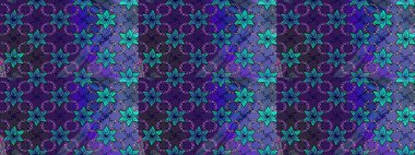 Mor ve mavi renkte çiçekler. Tropik çiçekler. Gömlek çizimi Arkaplan Deseni.