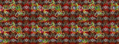 Patlayan çiçekler soyut olarak yerleştirilmiş. Raster deseni. Kibarca, kırmızı renkte bahar çiçekleri. Raster illüstrasyonu.