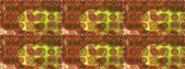 Güzel kumaş deseni. Raster suluboya deseni, narin çiçekler, kahverengi ve sarı çiçekler, tebrik kartı şablonu..