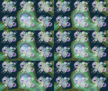 Raster. Düz Çiçek Elementleri Tasarımı. Renkli Bahar Teması çizim şablonu.