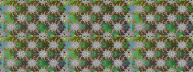 Raster illüstrasyonu. Raster illüstrasyonu. Kusursuz çiçek deseni. Asya tekstil tarzında. Yeşil renkte çiçekler.