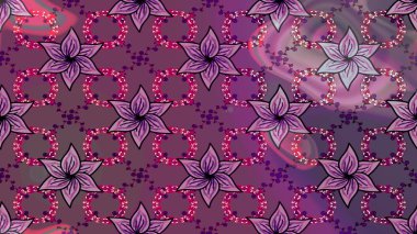 Raster illüstrasyonu. 3D çiçekler, eskiz. Mor renklerde.