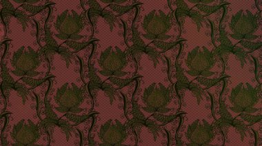 Düz Çiçek Elementleri Tasarımı. Sevimli çiçek raster deseni. Kahverengi renkli çiçekler. Renkli Yaz Teması çizim şablonu.