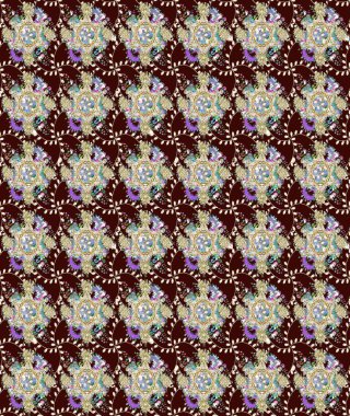 Kahverengi renkli güzel bir tekstil. Suluboya çiçekli çiçek deseni. Raster illüstrasyonu.