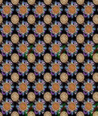 Çiçeksel siyah ve kahverengi desenli. Raster çiçek izi. Klasik taslak çizimi. Raster Yumuşak kumaş deseni.