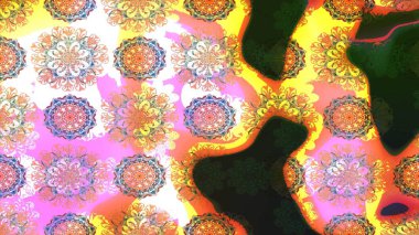 Çizgi çizimi kalıbı. Raster Moda kumaş deseni. Şirin çiçekler..