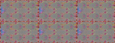 Gri ve bej renklerde etnik çiçeklerle kusursuz bir desen. Raster Çiçek İllüstrasyon Şirin Tekstil.