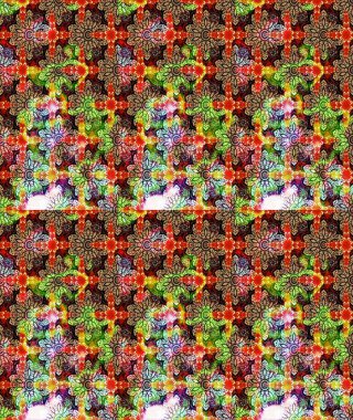 Raster illüstrasyonu. Çiçek desenli çizim. Renkli Bahar Teması eskiz kalıbı. Asya tekstil tarzında. Güzel kumaş deseni. Düz Çiçek Elementleri Tasarımı.