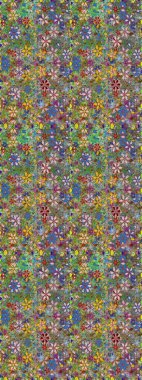 Çiçek ve yapraklı karalama şeklinde Raster çiçek deseni. Yumuşak, yeşil renkli bahar çiçekleri. Raster illüstrasyonu.