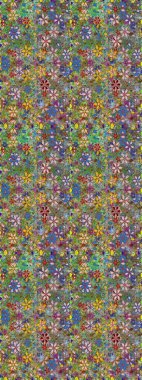 Çiçek ve yapraklı karalama şeklinde Raster çiçek deseni. Yumuşak, yeşil renkli bahar çiçekleri. Raster illüstrasyonu.