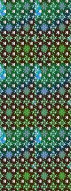 Arkaplan dokusu, duvar kağıdı, yeşil renkli çiçek teması. Soyut etnik raster çizim kalıbı. Kabile sanatı boho baskısı, klasik çiçek arkaplanı.