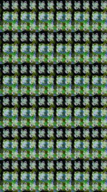 Raster illüstrasyonu. Çiçek desenli eskiz, darbeler, sıçramalar, yaz çiçekleri. Yeşil renkte çiçekler.