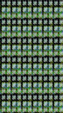 Raster illüstrasyonu. Çiçek desenli eskiz, darbeler, sıçramalar, yaz çiçekleri. Yeşil renkte çiçekler.