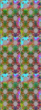 Elle boyanmış suluboya, dikişsiz çiçekler ve bitkiler. Yeşil ve gri renkte çiçekler.