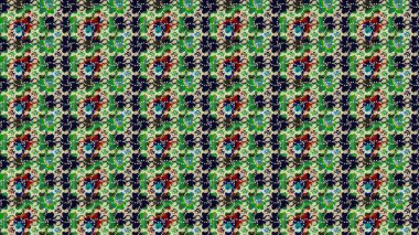 Moda baskıları için zarif bir şablon. Halk tarzı. Modern çiçek arkaplanı. Parlak renkli çiçekleri ve yeşil yaprakları olan harika bir çiçek deseni..