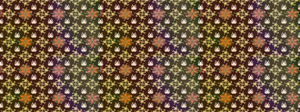 Süslü kumaş deseni. Renkli Bahar Teması eskiz kalıbı. Raster illüstrasyonundaki çiçek desenli çizim. Düz Çiçek Elementleri Tasarımı.