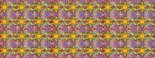 Raster illüstrasyonunda kusursuz çiçek deseni. Suluboya tarzında kahverengi renkte çiçekler.