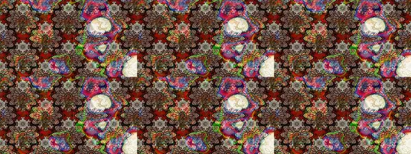 Çizgi çizimi kalıbı. Şirin çiçekler. Raster Moda kumaş deseni.