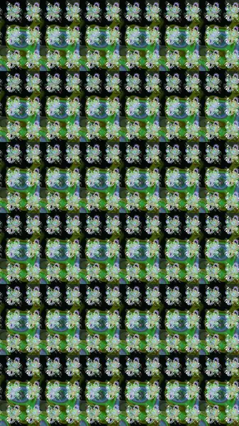 Raster illüstrasyonu. Çiçek desenli eskiz, darbeler, sıçramalar, yaz çiçekleri. Yeşil renkte çiçekler.