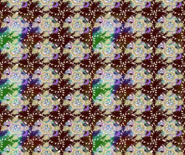 Raster - stok. Kahverengi çiçekli eskiz deseni, suluboya çiçek deseni, sevimli çiçek, duvar kağıdı, kart veya kumaş için fayanslı.