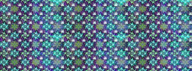 Mor ve mavi renkte çiçekler. Raster illüstrasyonu. Çiçek süslemeli çizim deseni.