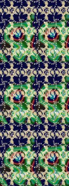 Düz Çiçek Elementleri Tasarımı. Süslü kumaş deseni. Raster illüstrasyonundaki çiçek desenli çizim. Renkli Bahar Teması çizim şablonu.