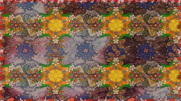 Çizim çiçek deseni duvar kağıdı, web sitesi arka planı, ambalaj kağıdı, davetiye, broşür, afiş veya web sitesi için kullanılabilir. El çizimi Raster çizimi. Karalama elementleri.