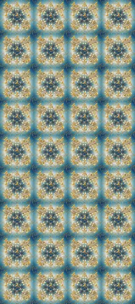 Raster illüstrasyonu. Eskiz kalıbı altın elementler. Altın şablon. Klasik çiçek dokusu. Kart, duvar kağıdı, ambalaj ve tekstil için klasik tasarım. Mavi, nötr ve bej renklerde Royal retro.