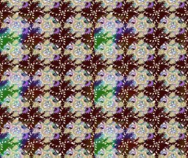 Raster - stok. Kahverengi çiçekli eskiz deseni, suluboya çiçek deseni, sevimli çiçek, duvar kağıdı, kart veya kumaş için fayanslı.