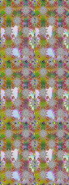 Çiçeksiz desenli, suluboya elle çizilmiş elementler. Parlak renkli fantezi çiçekleri, yapraklar, gri ve nötr renklerde tomurcuklar gri ve nötr.