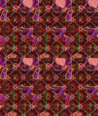 Raster illüstrasyonu. Raster illüstrasyonundaki çiçek desenli çizim. Güzel kumaş deseni. Kahverengi renklerde.