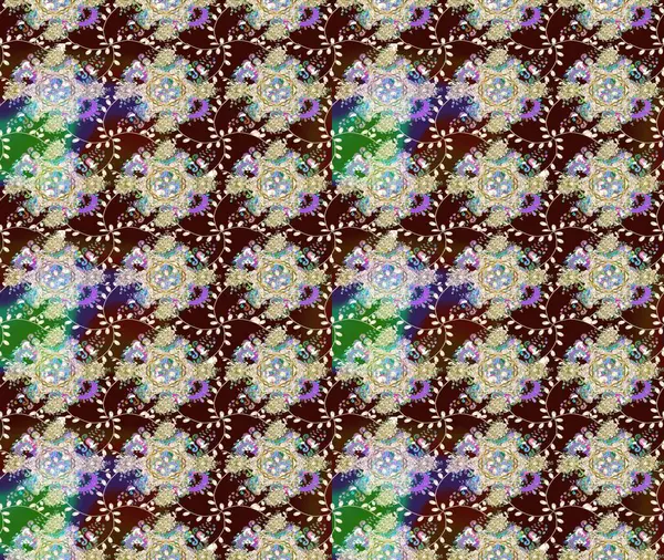 Raster - stok. Kahverengi çiçekli eskiz deseni, suluboya çiçek deseni, sevimli çiçek, duvar kağıdı, kart veya kumaş için fayanslı.