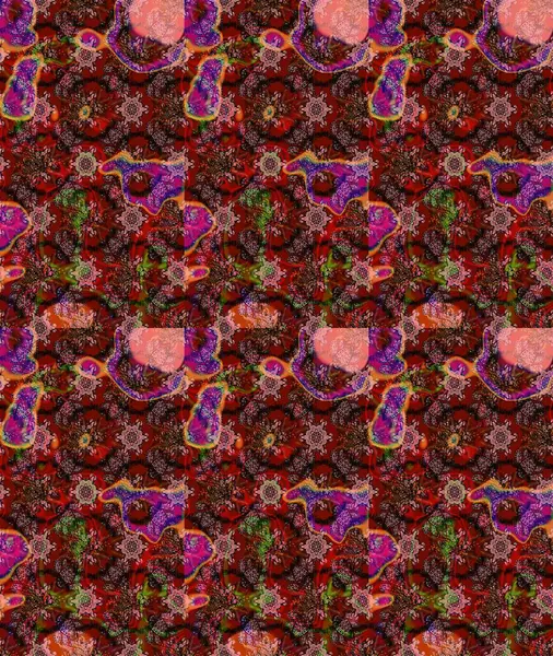 Raster illüstrasyonu. Raster illüstrasyonundaki çiçek desenli çizim. Güzel kumaş deseni. Kahverengi renklerde.